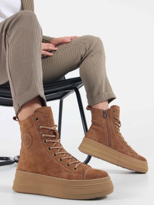 Ботинки ED'ART 215.warm'br. светло коричневые замша