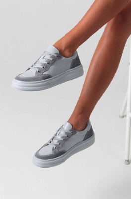 Кеды кожаные серые