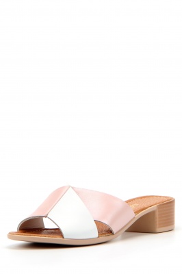 Сабо кожаные на каблуке