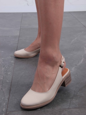 Туфли кожаные бежевые