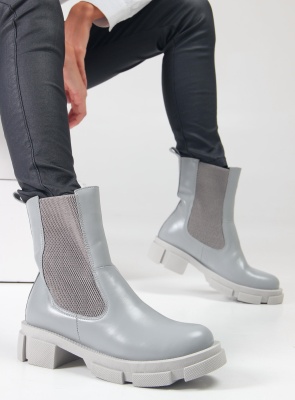 Челси кожаные серые