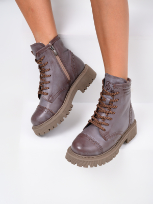 Ботинки кожаные коричневые