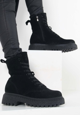 Ботинки замшевые черные