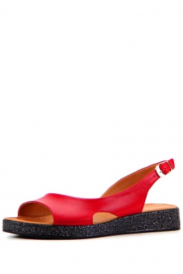 Босоножки кожаные красные