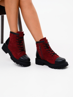 Ботинки ED'ART 319.taskana'bl. Бордо замша+черный