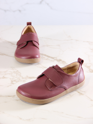 Туфли босоногие бордовые на липучке