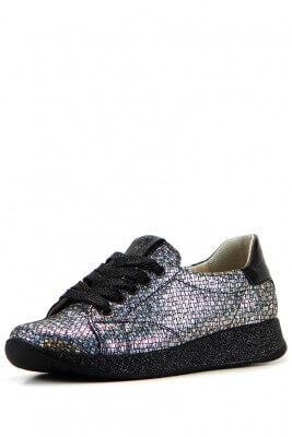 Кроссовки кожаные серебряные 