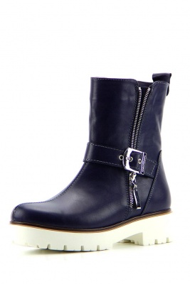 Полусапоги кожаные синие