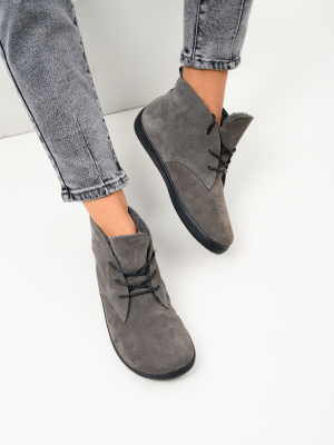 Ботинки босоногие замшевые серые