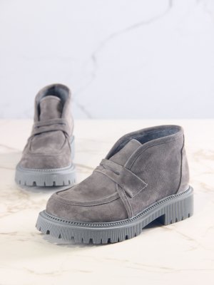 Ботинки замшевые серые