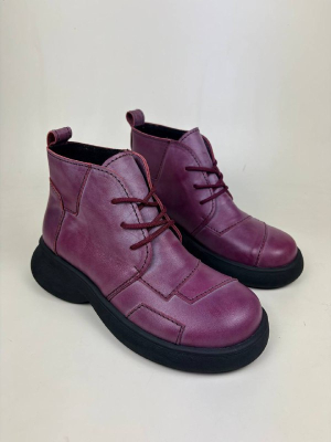 Ботинки кожаные бордовые
