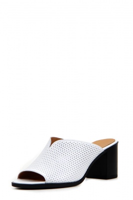 Сабо кожаные белые с перфорацией