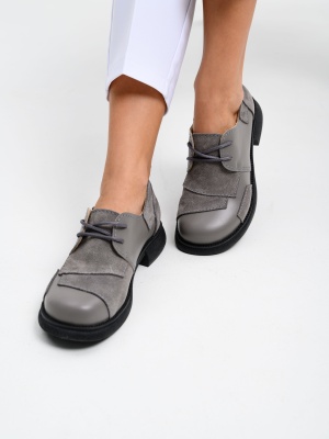 Туфли кожаные серые