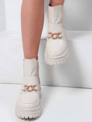 Челси кожаные бежевые