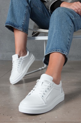 Кеды кожаные белые