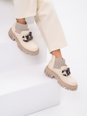 Челси кожаные бежевые