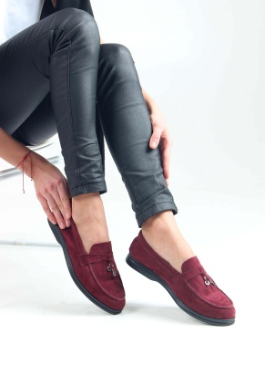 Лоферы замшевые бордовые