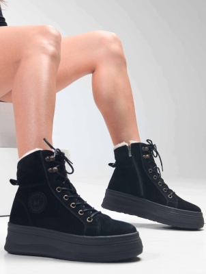 Ботинки замшевые черные