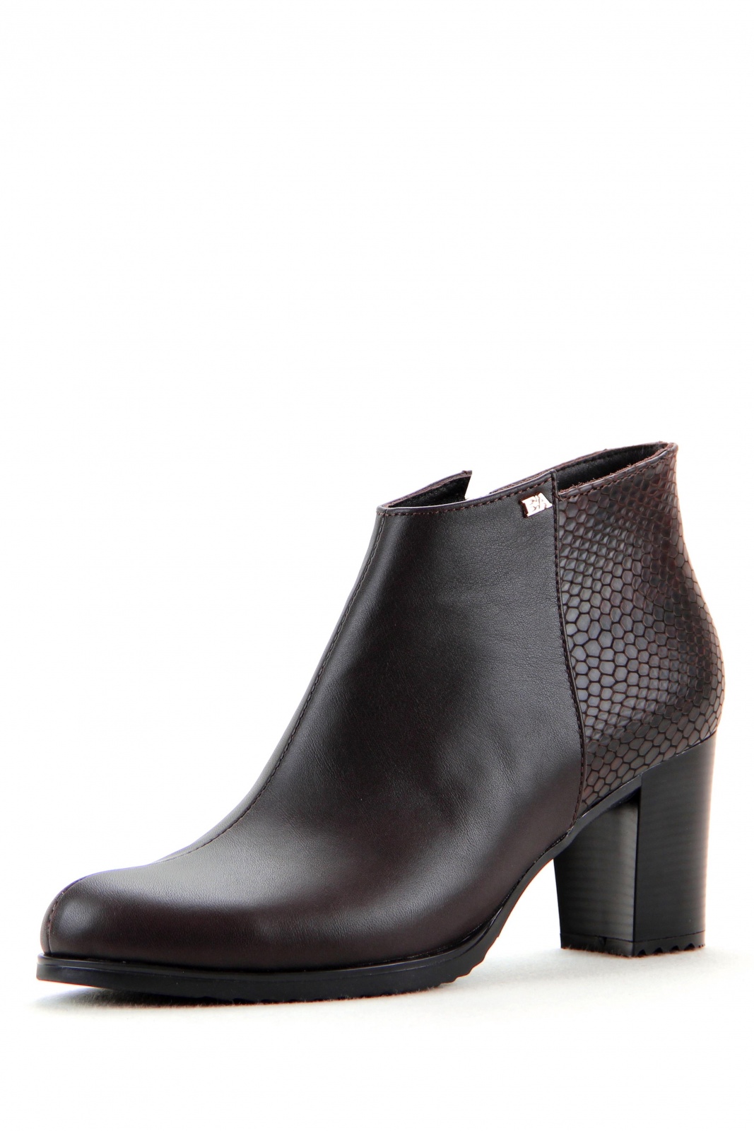 Ботильоны коричневые с принтом змеи