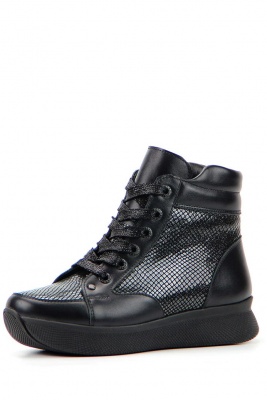 Ботинки кожаные черные со змеиным принтом