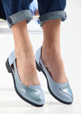 Туфли кожаные голубые