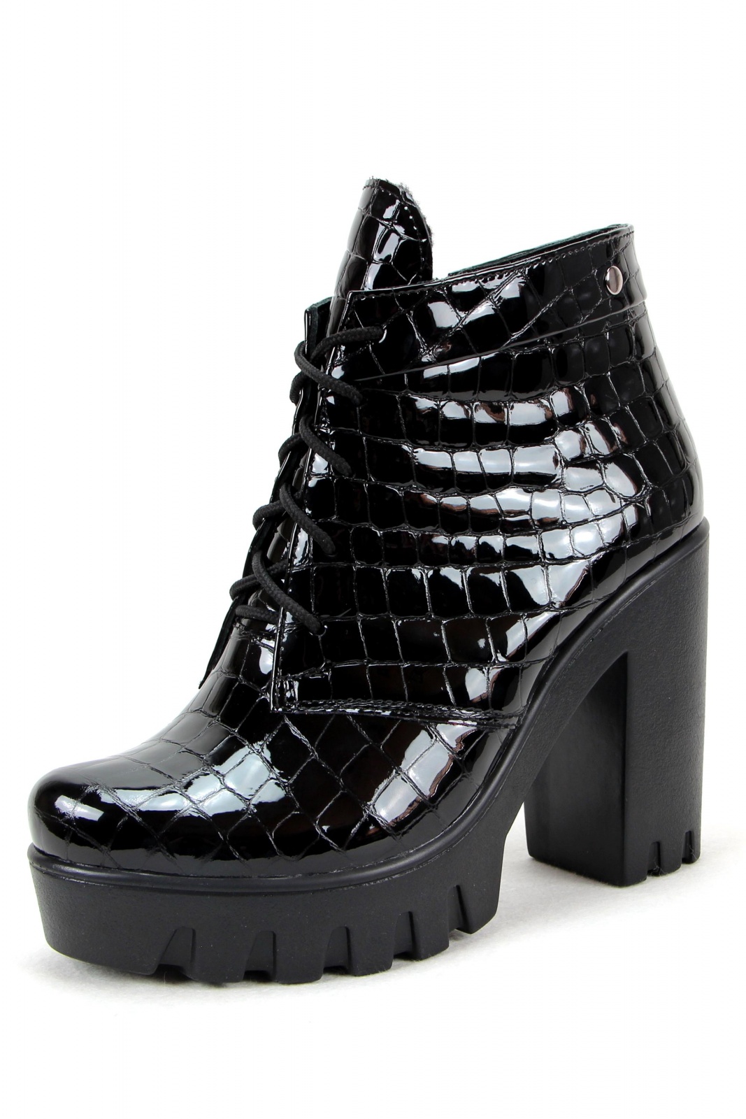 Ботильоны из лаковой кожи с принтом змеи