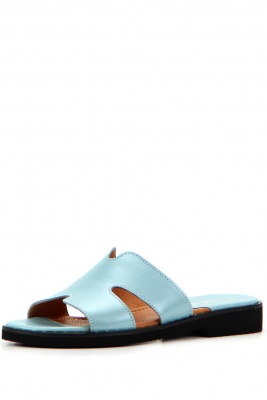 Мюли кожаные голубые