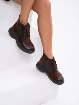 Ботинки кожаные коричневые