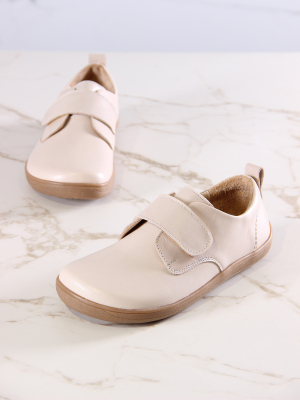 Туфли босоногие бежевые на липучке