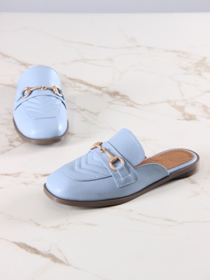 Мюли кожаные голубые