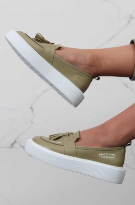 Лоферы кожаные зеленые