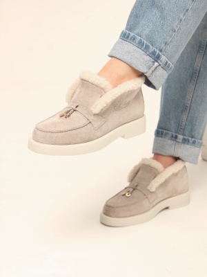 Ботинки замшевые серые