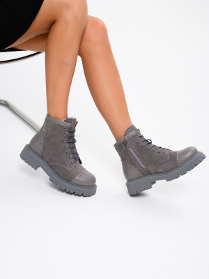 Ботинки ED'ART 319.taskana'gr. Серый замок замша+игуана