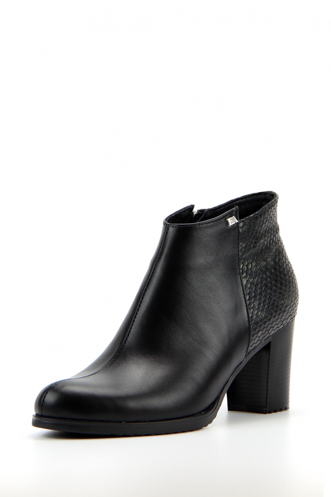 Ботильоны черные кожаные с принтом змеи 