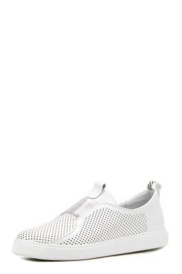 Слипоны кожаные белые с перфорацией