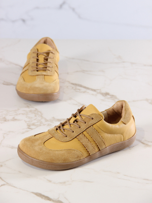 Кеды босоногие натуральная кожа желтые