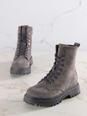 Ботинки натуральная замша серые