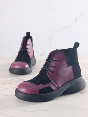 Ботинки кожаные бордовые