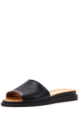 Мюли кожаные черные с перфорацией