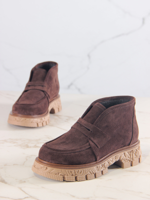 Ботинки замшевые коричневые