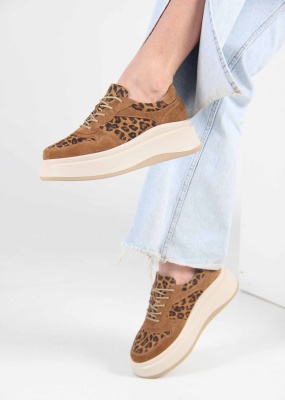 Кроссовки ED'ART 149.24916'be. коричневый леопард светл коричневая замша