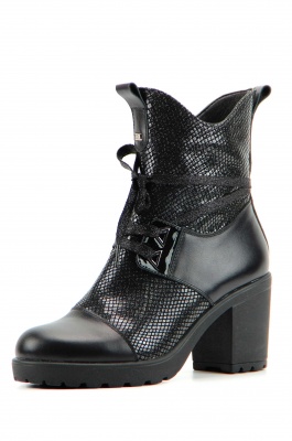 Ботильоны кожаные черные с принтом змеи