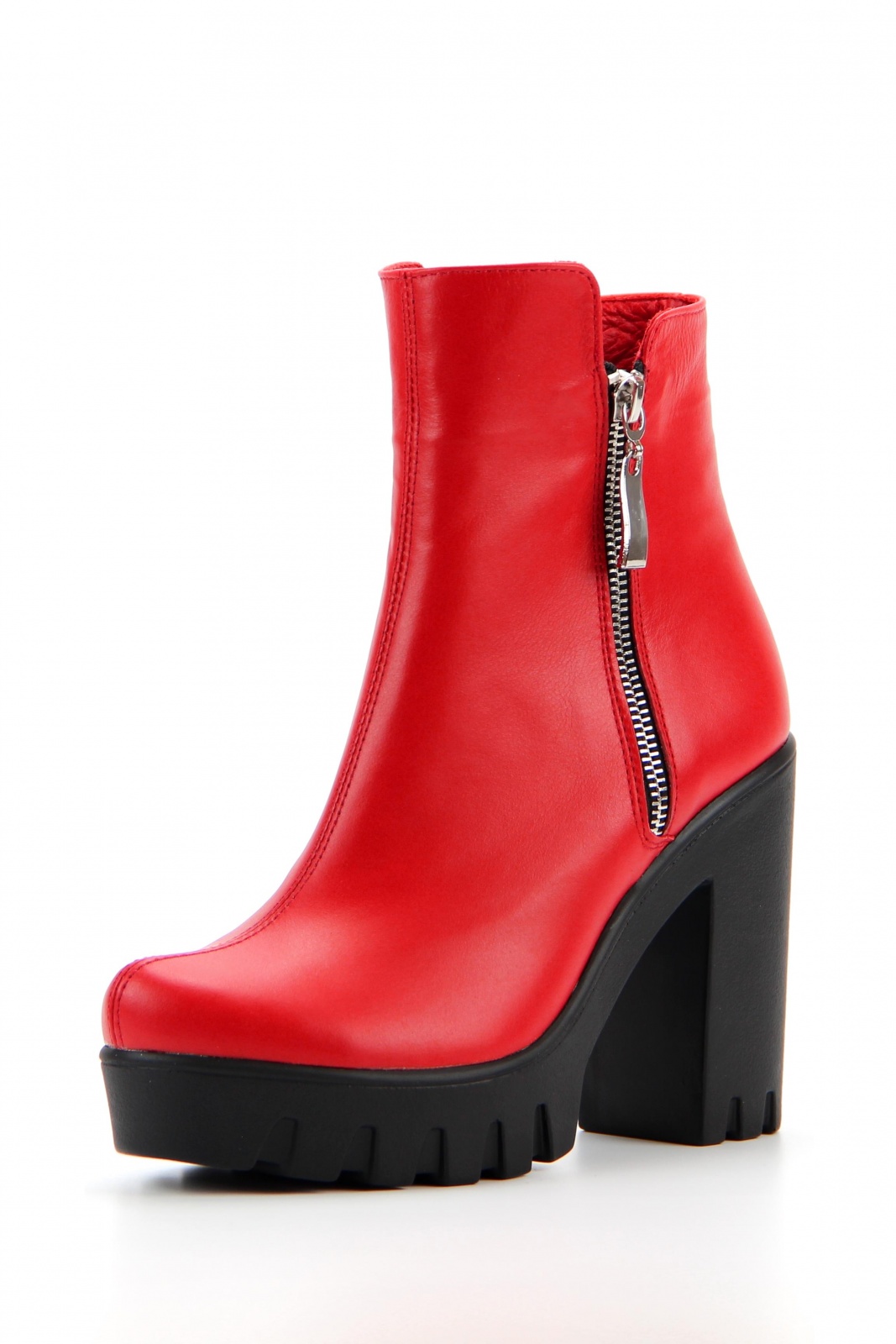 Ботильоны кожаные красные