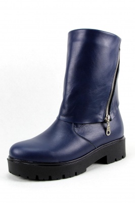 Полусапоги кожаные синие