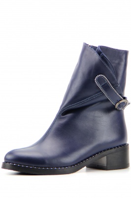 Полусапоги кожаные синие