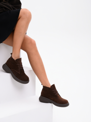 Ботинки  ED'ART 308.927'br. Коричневая замша+коричневый