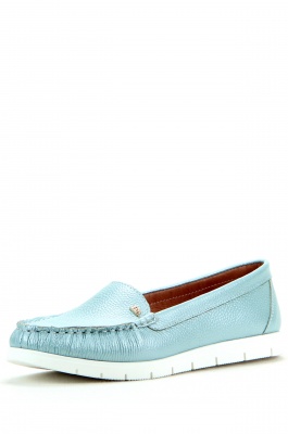 Мокасины кожаные голубые