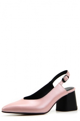 Туфли кожаные розовые на каблуке