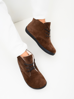 Босоногие ботинки коричневые замшевые