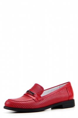 Лоферы кожаные красные с перфорацией